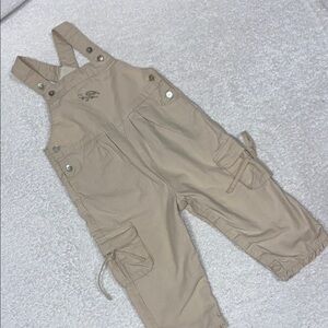 Cyrillus tan embroidered bird overalls 18m